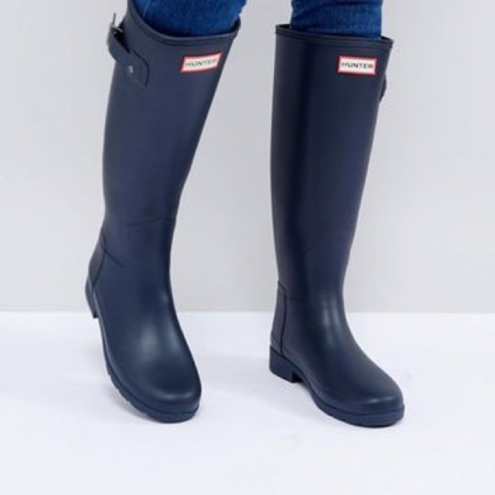 HUNTER BLUE MATTE TALL BOOTS